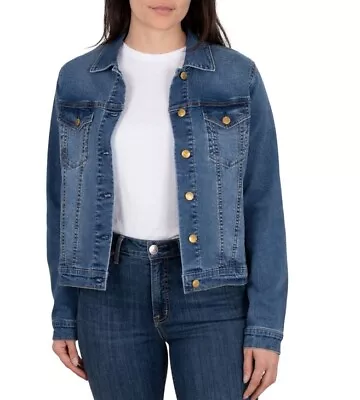 Buy Seven7-Ladies Collared Button Up Denim Jacket-Size XL Kramer Wash NEW • 22.63£