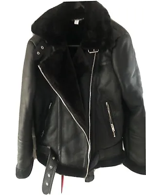 Buy Ladies Faux Leather Aviator Jacket • 10£