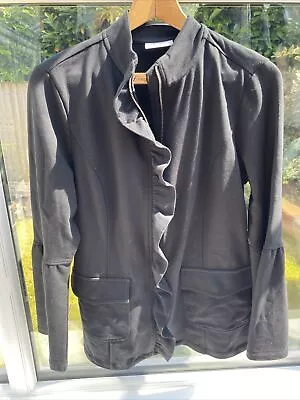 Buy Size M 10 12 Black D&CO QVC Jersey Zip Up Jacket Frill Front Pockets Denim Co • 14£