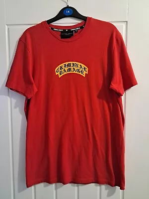 Buy Mens Red & Yellow Criminal Damage T-shirt Size Small • 2.50£