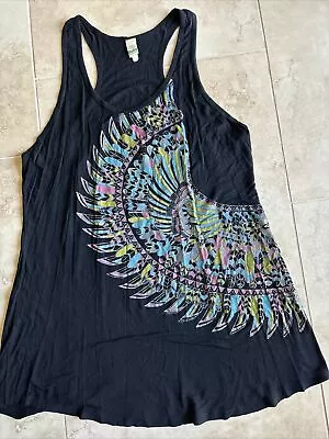 Buy Toto Collection Women Top Sleeveless Long Black Colorful Wing Front & Back E1 • 16.91£