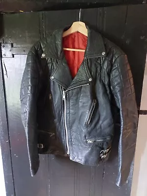 Buy Vintage Black Leather Grunge Rocker Punk Biker Jacket 46 48 • 30£