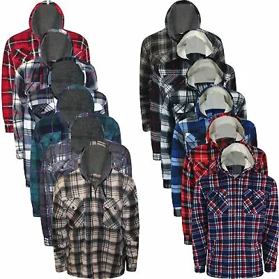 Buy Mens Lumberjack Padded Shirt Sherpa Fur Lined Flannel Work Jacket Thick Hoodie • 19.99£