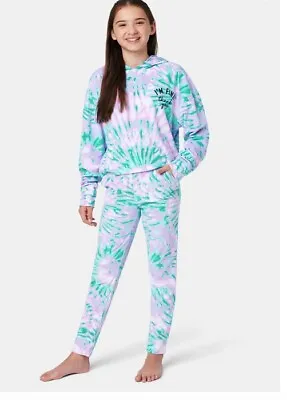 Buy NWT 12 14 Justice Tie Dye Ombre Hoodie Pajamas School Bff Christmas Loungewear • 26.40£