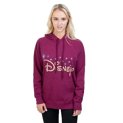 Buy Official Disney Ladies Logo Hoodie Jumper Burgundy S-XL • 18.74£
