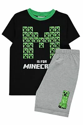 Buy Minecraft Boys Pyjamas Pjs Nightwear Set Kids Childrens Creeper Game Gamer Short • 9.49£