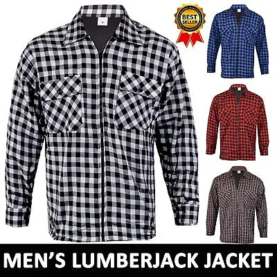 Buy Mens Lumberjack Flannel Padded Shirts Jacket Quilted Thermal Fleece Lined Top • 14.99£