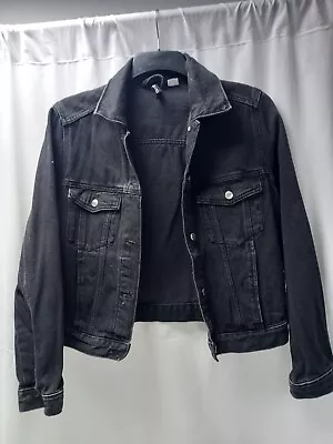 Buy ❤️ H&M Black Denim Jacket Ladies Size Small Vgc • 5.99£