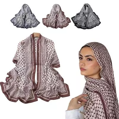 Buy Palestinian Breathable Chiffon Hijab Printed Long Scarf Head Wrap For Women T1 • 9.10£