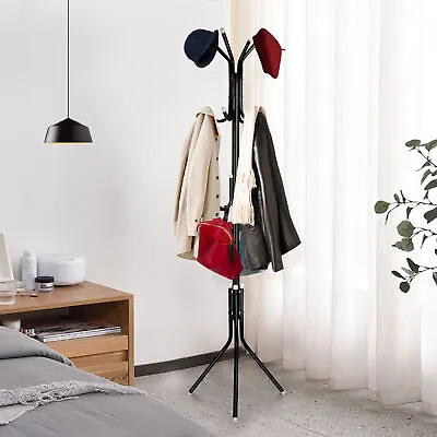 Buy Coat Stand Coat/Hat/Jacket/Umbrella Floor Standing Rack Clothes Hanger Hooks • 8.59£