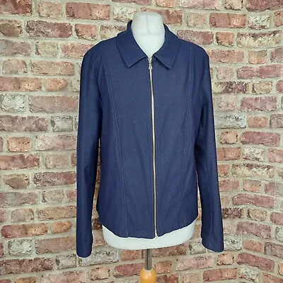 Buy KIM & CO Jacket Womens Large Denim Bomber Blue Stretch Zip Front • 25.50£