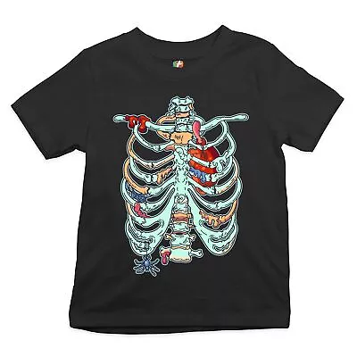 Buy Zombie Rib Cage Youth T-shirt All Hallows' Eve Spooky Halloween Skeleton Kids • 18.86£