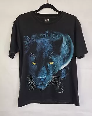 Buy Wild Panther Graphic T-Shirt - Size Large - Black, Blue • 8£