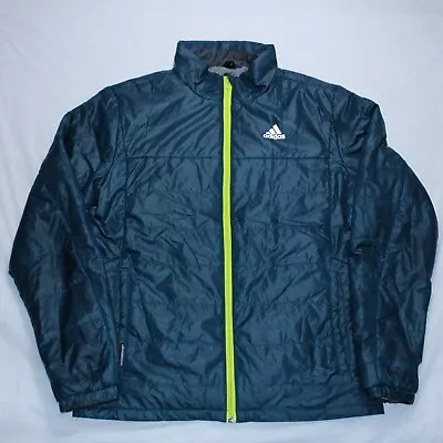 Buy Adidas Padded Jacket Mens Small Blue Zip Up Warm 2015 Lightweight Sports Walking • 19.99£