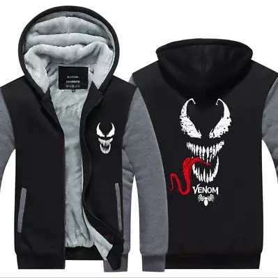 Buy Venom Winter Thick Zipper Jacket Hoodie Mens Fashion Fleece Warm Sweatshirt • 44.39£