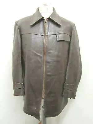 Buy VINTAGE 50's FRENCH LEATHER MOTORCYCLE JACKET SIZE M CONMAR ZIP, WOOL LINED • 79£