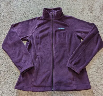 Buy Columbia Womens Benton Springs Fleece Jacket Sz M Full Zip Mock Neck Purple • 18.89£