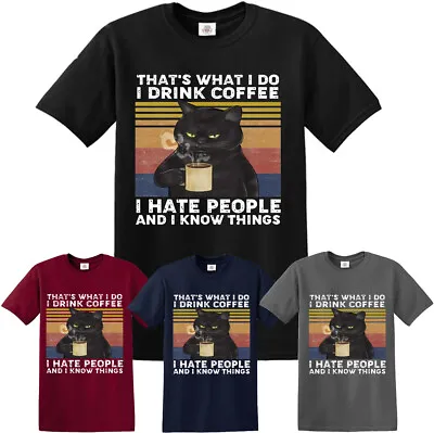 Buy That's What I Do I Drink Coffee I Hate People Vintage T-Shirt Cat Kitten Retro  • 12.95£