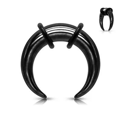 Buy Black Steel Crescent Curved Tapers Pincher Buffalo Ear Stretchers 1.6mm - 10mm • 36£