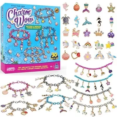 Buy CharmWow Mermaid & Unicorn Jewelry Making Kit Girls 4-12 Years Crystal Bracelets • 12.99£