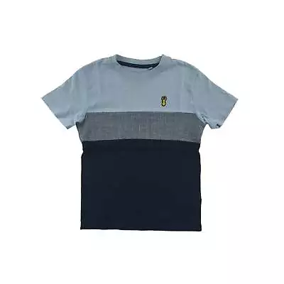Buy Next T-shirt 7 Years Blue And Navy Panelled With Checked Chest Stripe Cotton • 3£