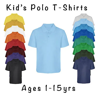 Buy Kids Boys Girls Plain Polo T Shirt Ages 1 2 3 4 5 6 7 8 9 10 11 12 13 14 15  • 4.45£