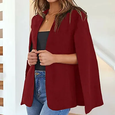 Buy Womens Cape Blazer Split Sleeve Open Front Casual Jacket Coat Workwear Outwear M • 16.79£