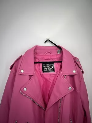 Buy Levi’s Faux Leather Moto Belted Jacket In Berry Pink Size XL • 97.31£