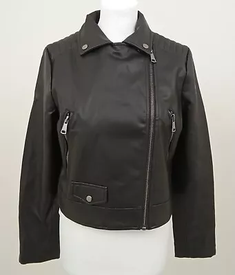 Buy Gemo Women's Biker Jacket Black Faux Leather Zip Cropped Zip Pockets Cuff New F1 • 19.99£