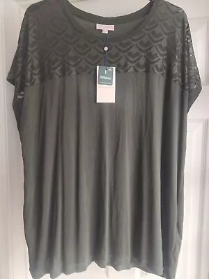 Buy Ladies T Shirt/Top Lace Detail Khaki Green Curse Size 26 NEW • 7.50£