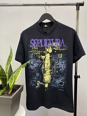 Buy Vintage 1993 Sepultura Chaos AD Band T-shirt Size XL Men Black Tour Tee • 306.34£