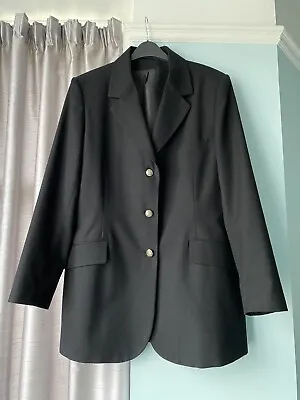 Buy WOOLMARK ESSENTIALS Ladies Black Longline Smart Formal Blazer Fully Lined Sz 18 • 8£