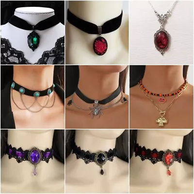 Buy Gothic Black Velvet Necklace Collar Choker Halloween Retro Chain Vampire Jewelry • 1.49£