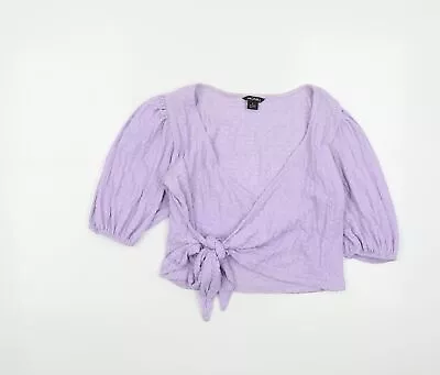 Buy Monki Womens Purple Polyester Wrap T-Shirt Size S V-Neck • 12£