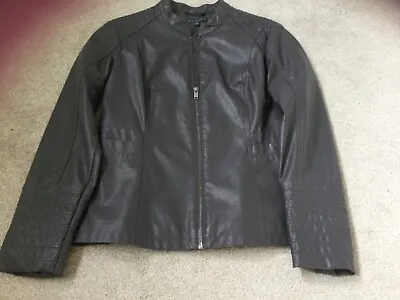 Buy Ladies Grey Faux Leather Jacket - Size 10 • 16.99£