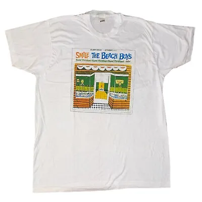 Buy VINTAGE Beach Boys Smile T-shirt Single Stitch 90s Fanclub 3XL Good Vibrations • 149.99£