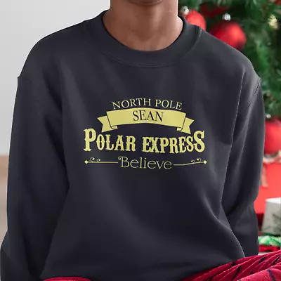 Buy Personalised Polar Express Jumper - Name North Pole Christmas Sweatshirt Gift • 18.99£