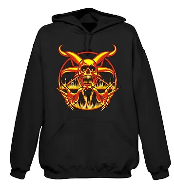 Buy PENTAGRAM SKULL HOODIE - Goth Gothic Pagan Magick Satan Satanic T-Shirt • 25.95£