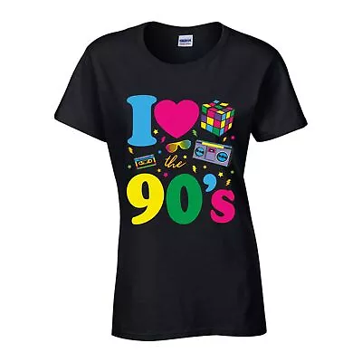 Buy I Love The 90s T Shirt 1990s Fancy Dress 90's Party Costume Tee Women Top Gift • 9.99£