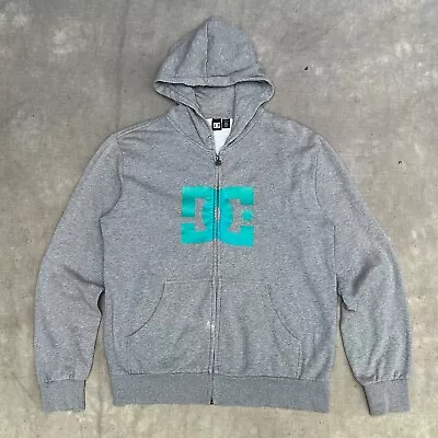 Buy DC Shoe Co Hooded Sweatshirt Mens Medium Grey Zip Skater Streetwear Hoodie Y2K • 21.71£