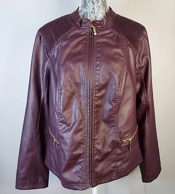 Buy New Look Faux Leather Moto Jacket Womens Plus Size 2x Purple Zip Ladies  • 28.91£