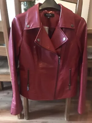 Buy Simply Be Red Faux Leather Biker Jacket • 20£
