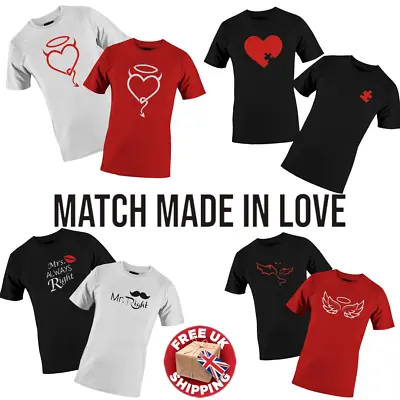 Buy Couple Matching Tee Shirts Valentines Gift T-shirt Tops Mr And Mrs Couples BF GF • 9.99£