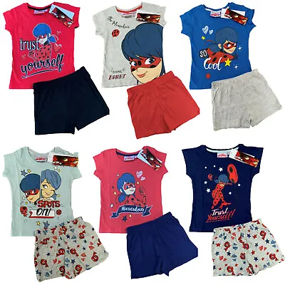 Buy Girls Miraculous Ladybug Pyjamas Short Sleeve T-Shirt Top & Shorts Age 5 - 10  • 6.50£