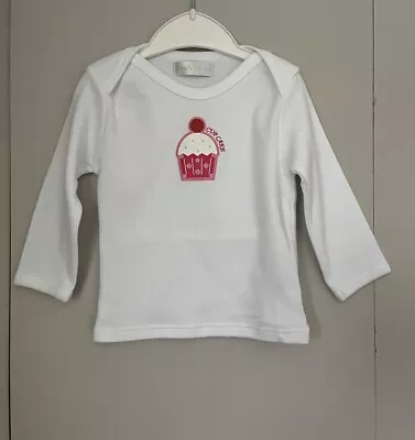 Buy Baby Age 6-12 Months Cupcake White Long Sleeved Top Inch Blue New No Tags • 5£