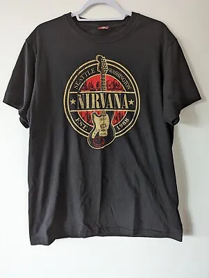 Buy Nirvana Est 1988 Seattle Band Crew T-Shirt Men's Short Sleeve Front Sided Size L • 20£