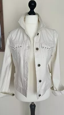 Buy Vintage Liz Claiborne Western Style Stretch Studded Denim Jacket - Cream - M • 15£
