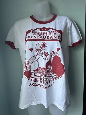 Buy Tony's Restaurant Lady And The Tramp Ringer Shirt Womens Tee Disneyland World Sm • 24.63£