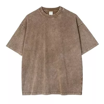 Buy Vintage Washed T Shirt Short Sleeve Retro Street Hip Hop Tops For Men Women • 18.46£