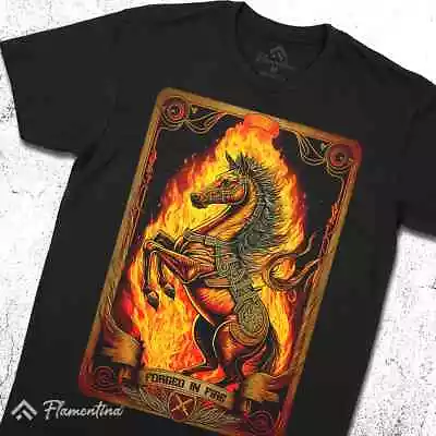 Buy Stallion In Flames T-Shirt Animals Horse Fire Wild Rodeo Cowboy Power E299 • 13.99£